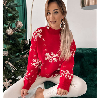 Cozy Snowflake Christmas Sweater – Fluffy Knit Holiday Pullover