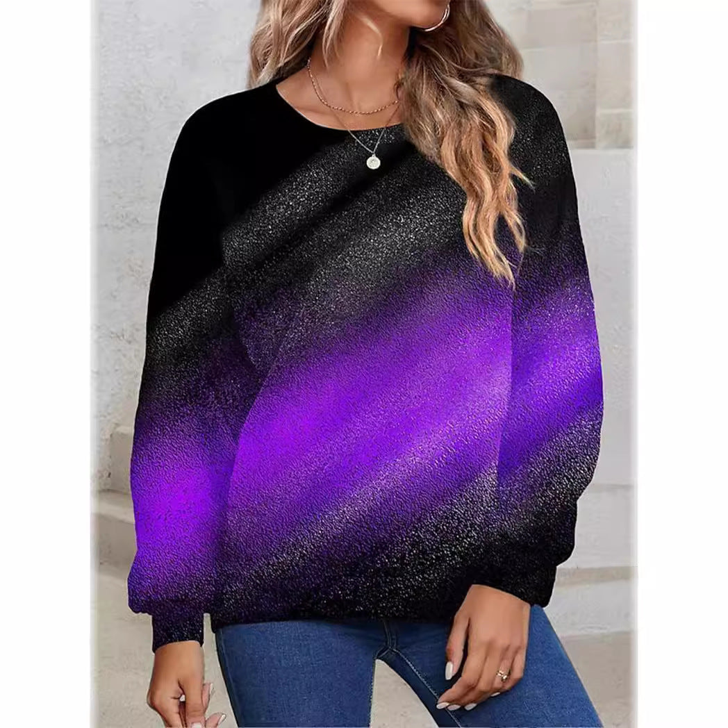 Women's Round-neck Long Sleeve Gradient Sequin Long Sleeve Loose Sweatshirt