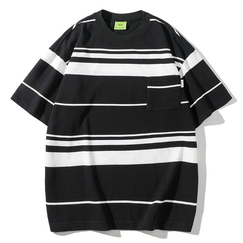 Striped Short-sleeved T-shirt For Men And Women