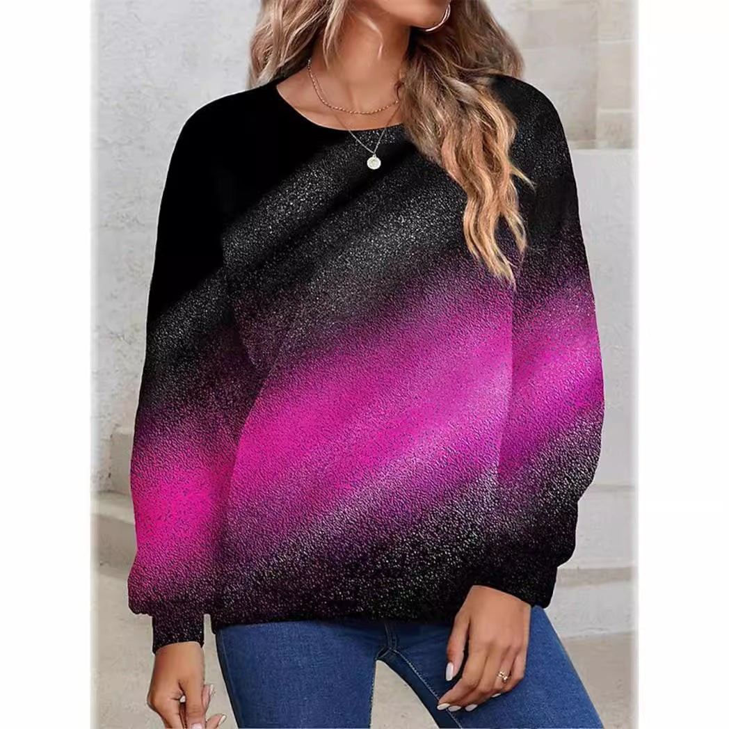 Women's Round-neck Long Sleeve Gradient Sequin Long Sleeve Loose Sweatshirt