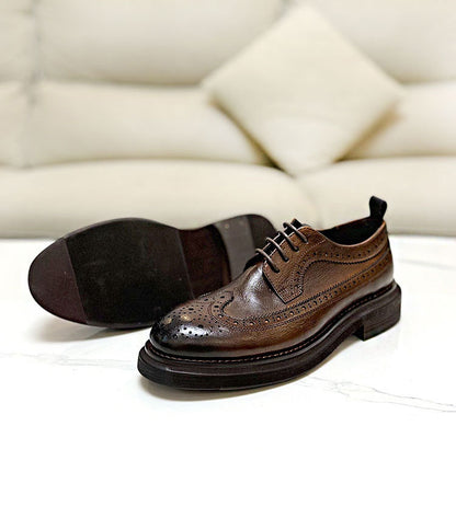 Brogue Men's Shoes Thick Bottom Height-increasing Leather Leather Shoes