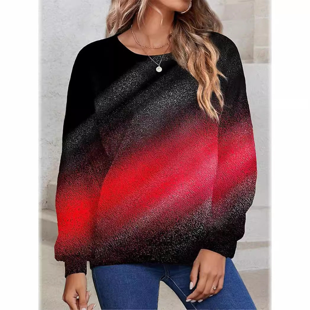 Women's Round-neck Long Sleeve Gradient Sequin Long Sleeve Loose Sweatshirt