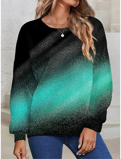 Women's Round-neck Long Sleeve Gradient Sequin Long Sleeve Loose Sweatshirt