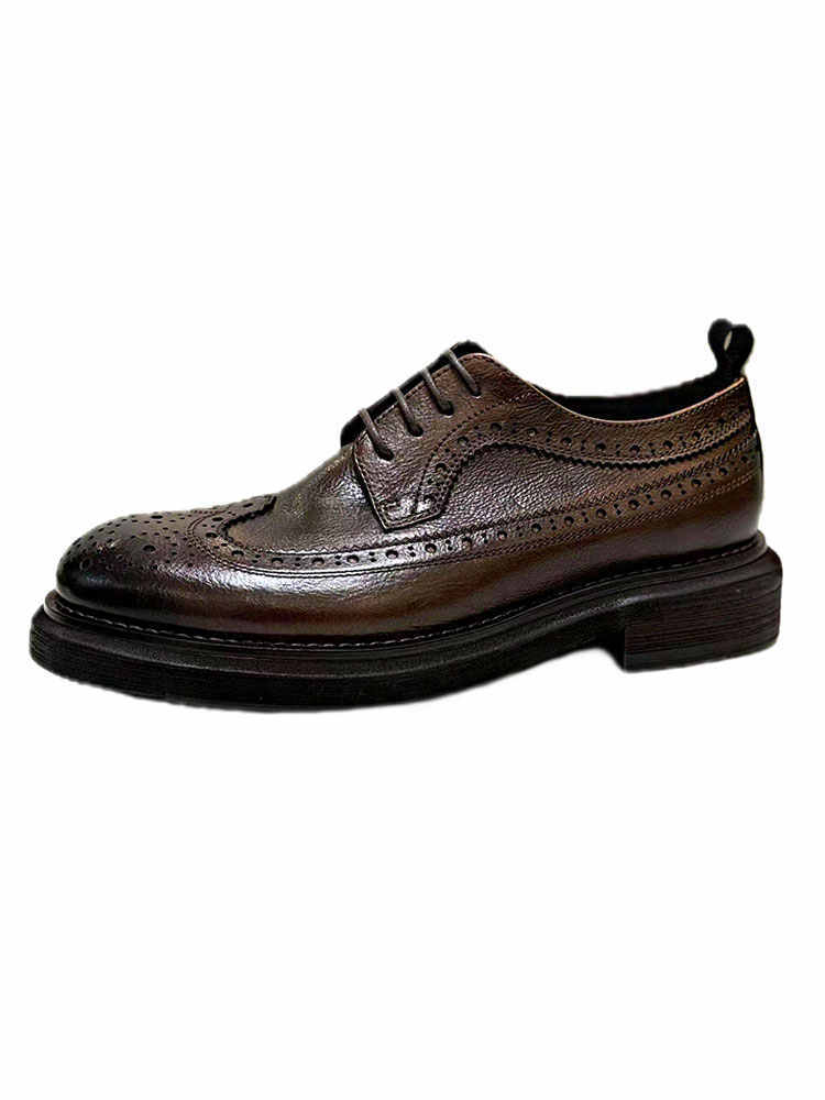 Brogue Men's Shoes Thick Bottom Height-increasing Leather Leather Shoes