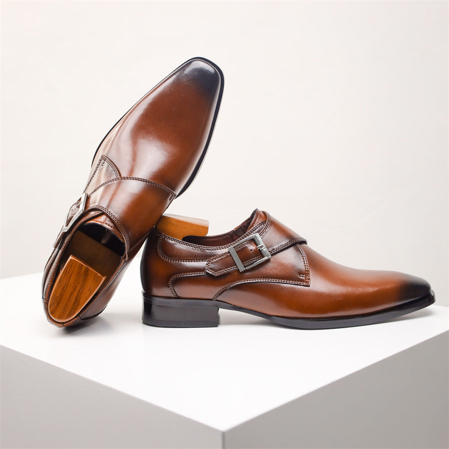 Square Toe Men's Shoes Business Formal Wear Leather Shoes Men's British Style